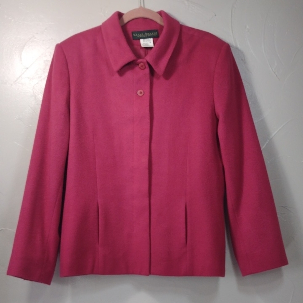 Harve Benard Pink Wool-blend Button-up Blazer Women's 18